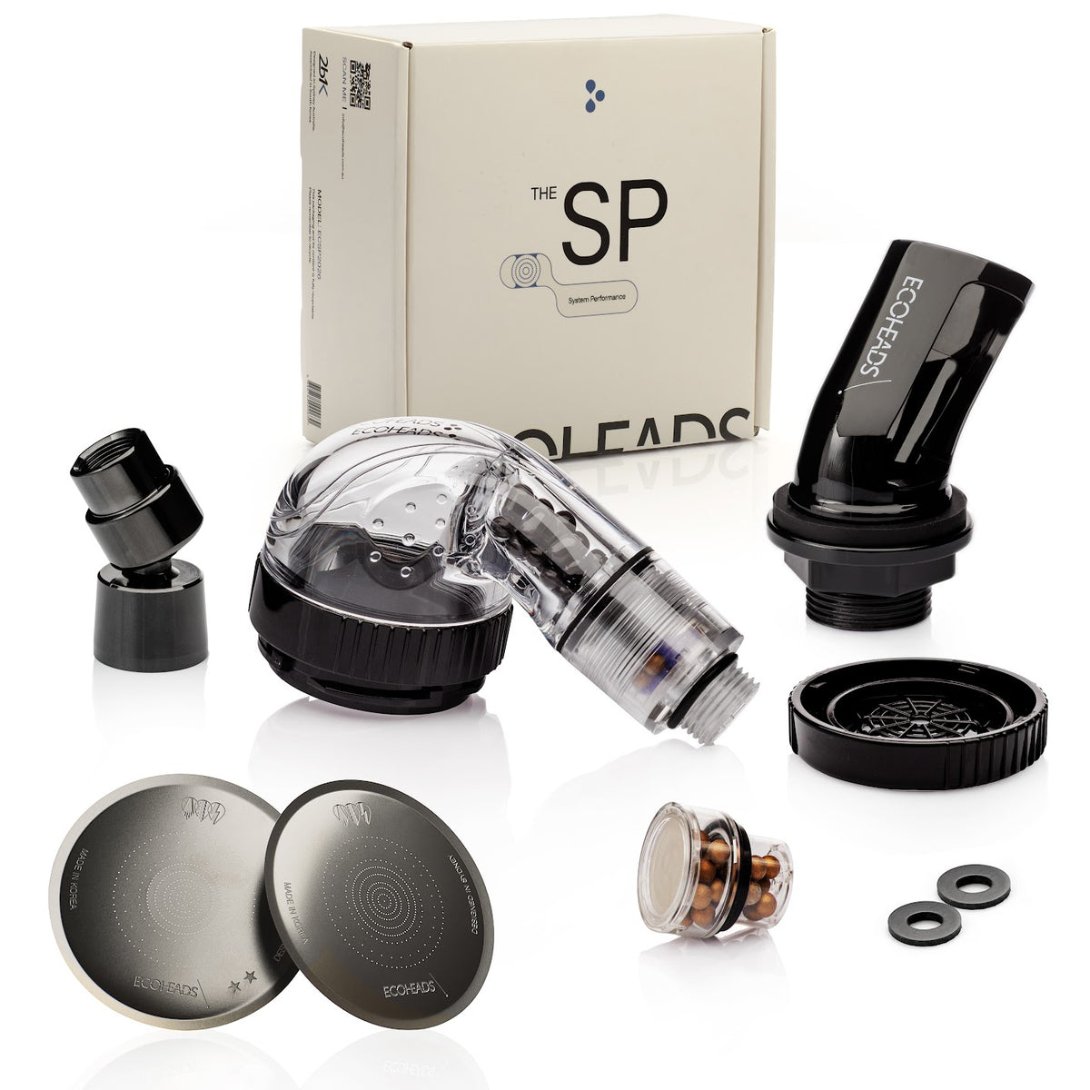 ECOHEADS Showerhead SP with packaging and included accessories