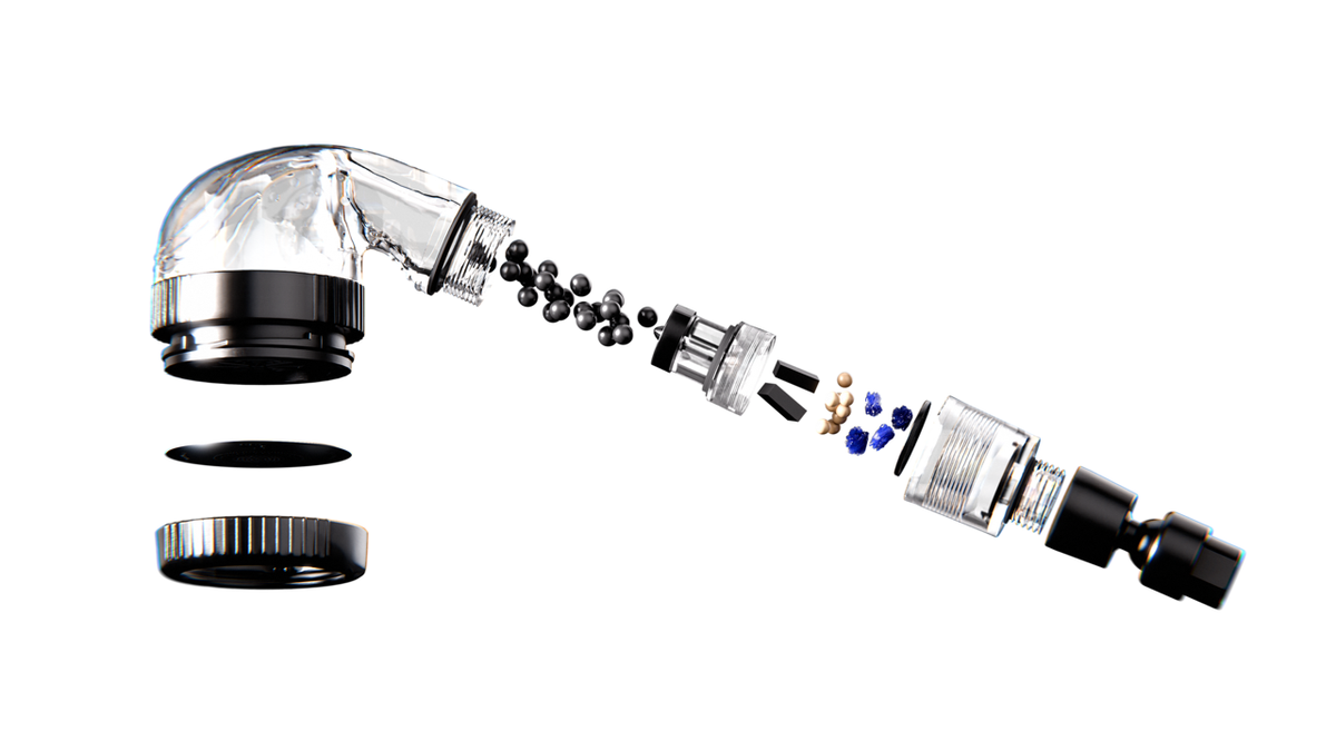 Showerhead SP components in an exploded view
